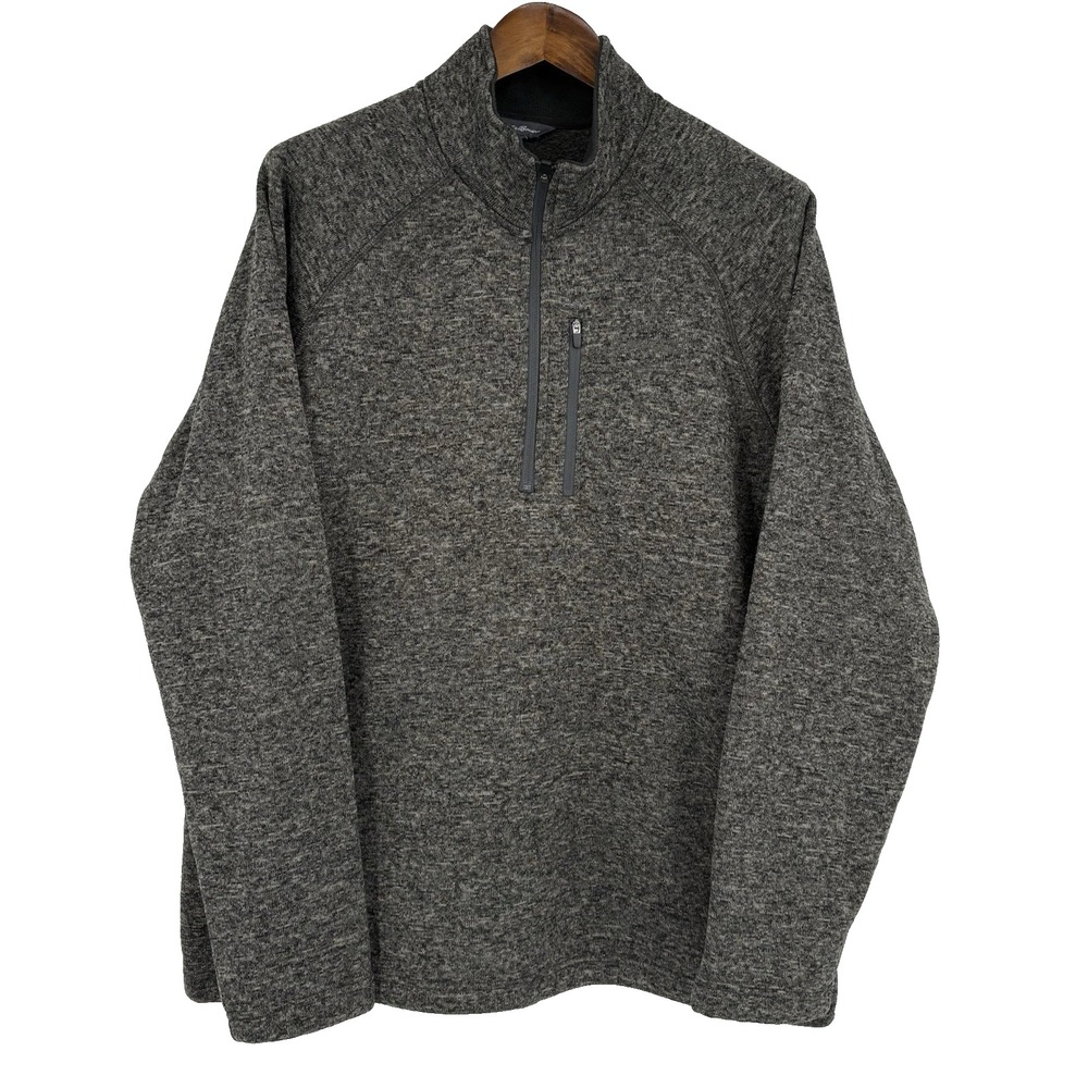 Eddie Bauer Men Quarter Zip Pullover Jacket XXL Gray Fleece Lined Hiking Outdoor